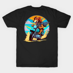 cute dog riding a motorcycle T-Shirt